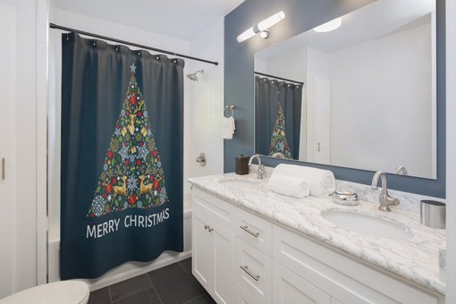 Merry Christmas Tree Holiday Shower Curtain - Feel the Joy of the Holidays - Image 2