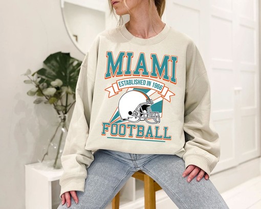 Miami Football Team Sweatshirt, Retro NFL Football Shirt for Miami Fans, NCAA Shirts