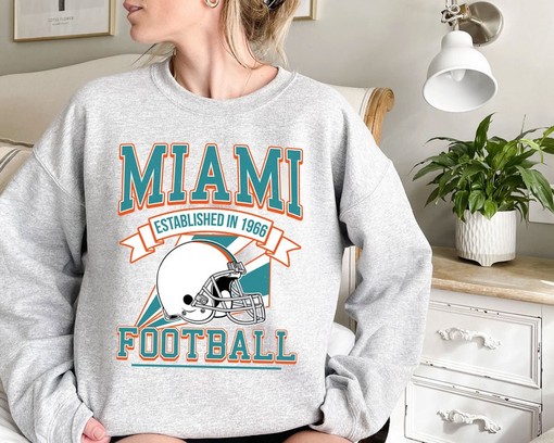 Miami Football Team Sweatshirt, Retro NFL Football Shirt for Miami Fans, NCAA Shirts - Image 2