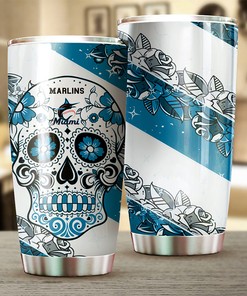 Miami Marlins Bold Twist Skull MLB Tumbler with Custom Design and Logo for Fans