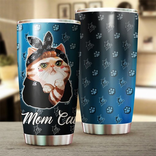 Miami Marlins Cat Mom Personalized Tumbler - Sports Tumbler 20oz - Image 2