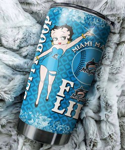 Miami Marlins Distinct Charm Betty Boop MLB Tumbler with Customization and Logo for Fans