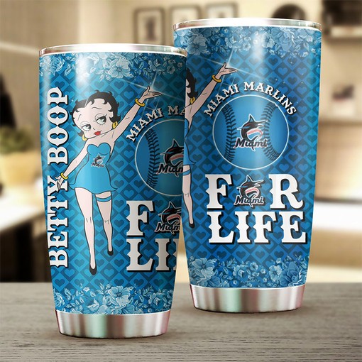 Miami Marlins Distinct Charm Betty Boop MLB Tumbler with Customization and Logo for Fans - Image 2