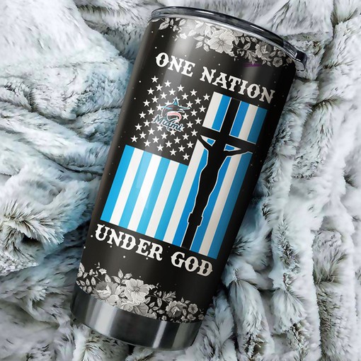 Miami Marlins MLB Tumbler with One Nation Under God Design - Ideal Tumbler for Marlins Fans