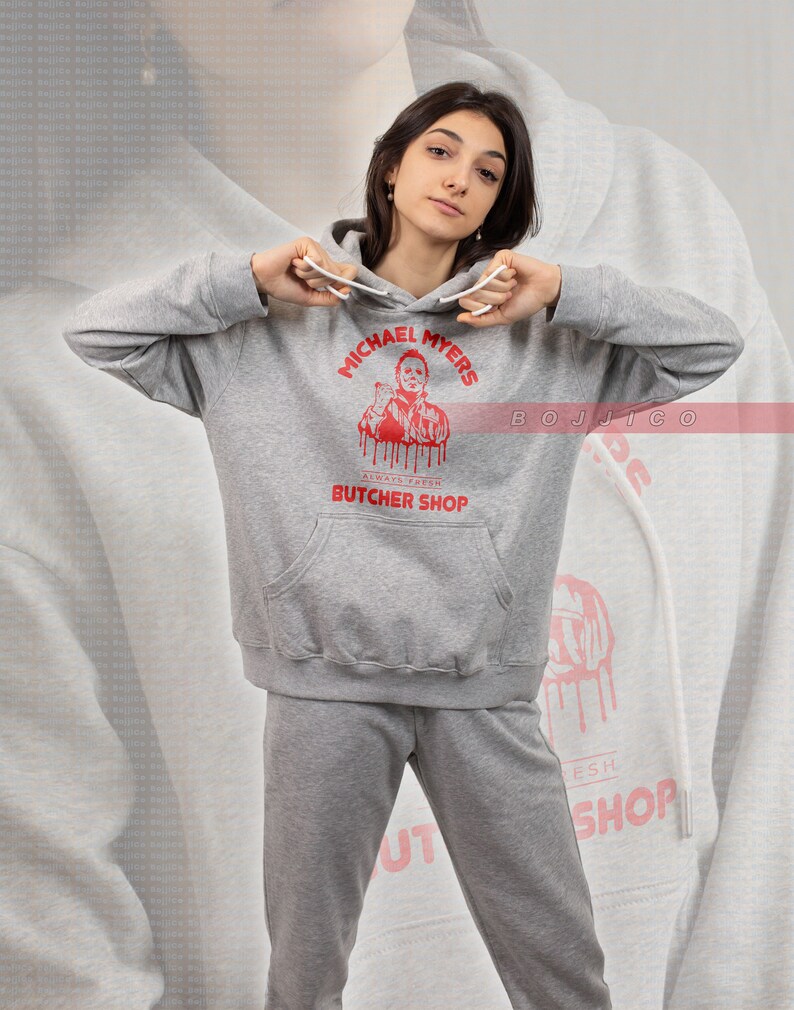 Michael Myers Butcher Shop Sweatshirt - Fresh Horror Tshirt and Retro Vintage Sweater - Image 2