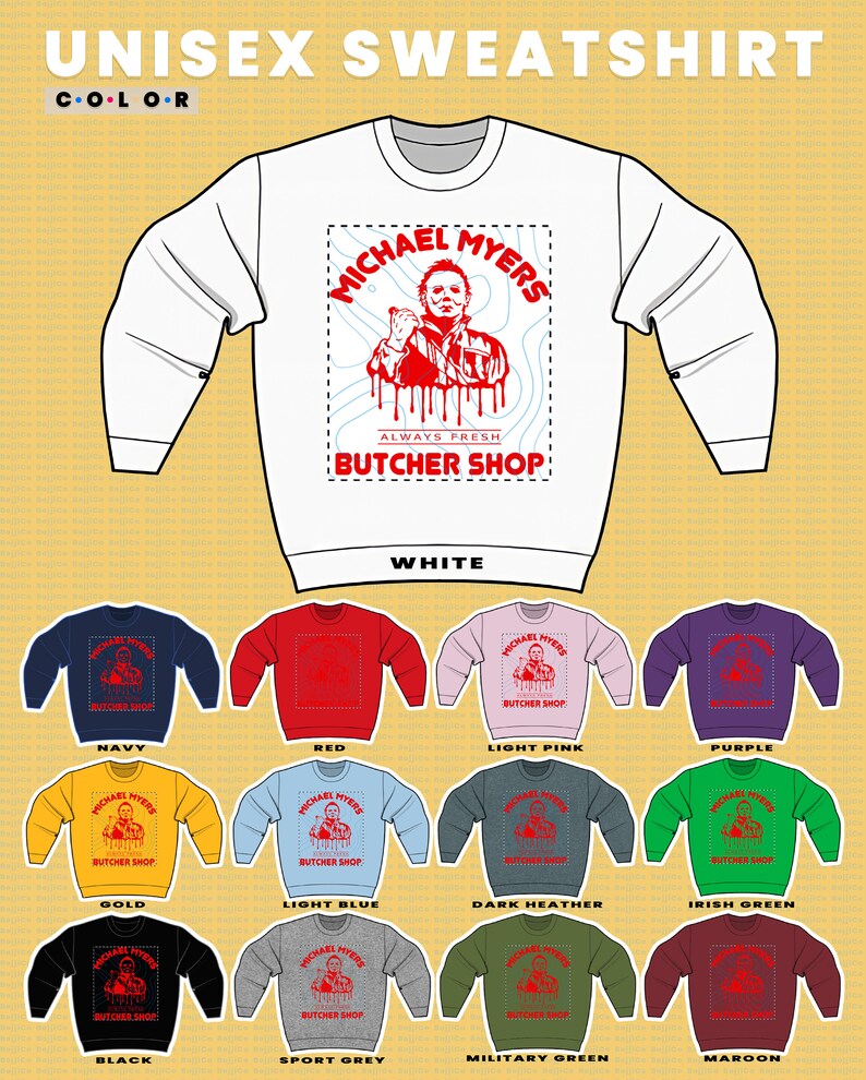 Michael Myers Butcher Shop Sweatshirt - Fresh Horror Tshirt and Retro Vintage Sweater - Image 3