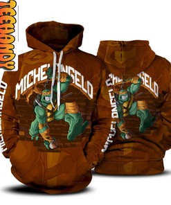 Michelangelo Ninja Turtle TMNT Quote All Over Print 3D Hoodie with Graphic Design