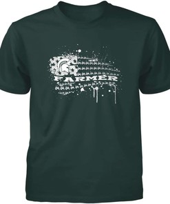 Michigan State Distressed Nation Flag Design Farmer Tractor Shirt for Spartan Fans