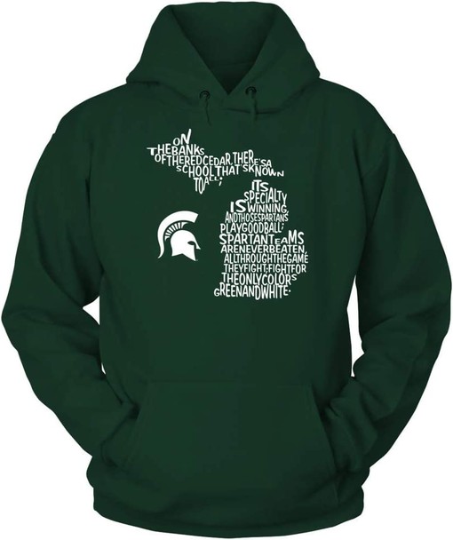 Michigan State Fight Song State Map Design Shirt for Spartan Fans