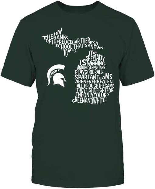 Michigan State Fight Song State Map Design Shirt for Spartan Fans - Image 2