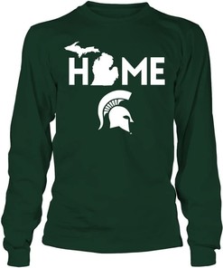 Michigan State Home State Outline Design Shirt for Spartan Fans