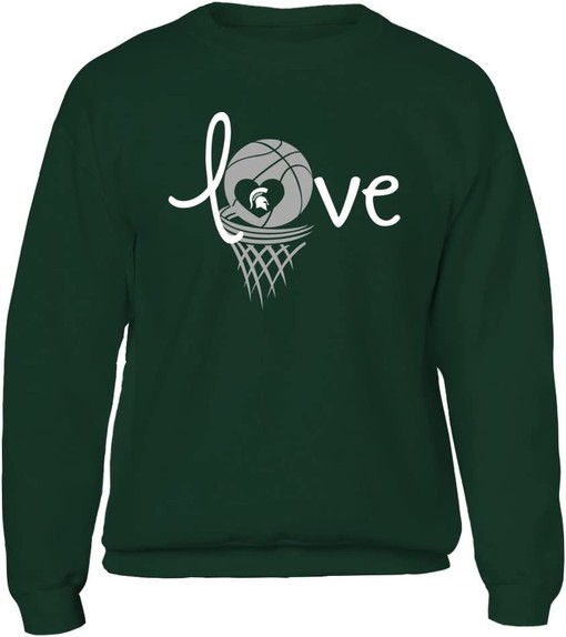 Michigan State Love Michigan State Basketball Design Sweatshirt for Spartan Fans