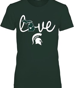 Michigan State Love in State Outline Design Shirt for Spartan Fans