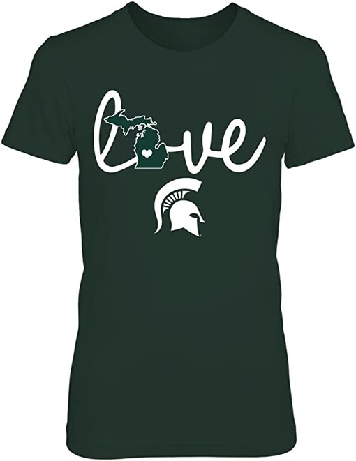 Michigan State Love in State Outline Design Shirt for Spartan Fans