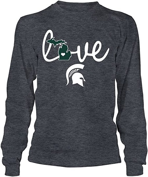 Michigan State Love in State Outline Design Shirt for Spartan Fans - Image 2