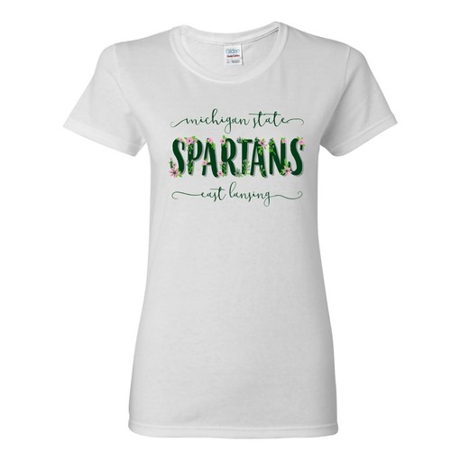 Michigan State Spartans Hibiscus Pattern Blocks Retro NCAA Shirt