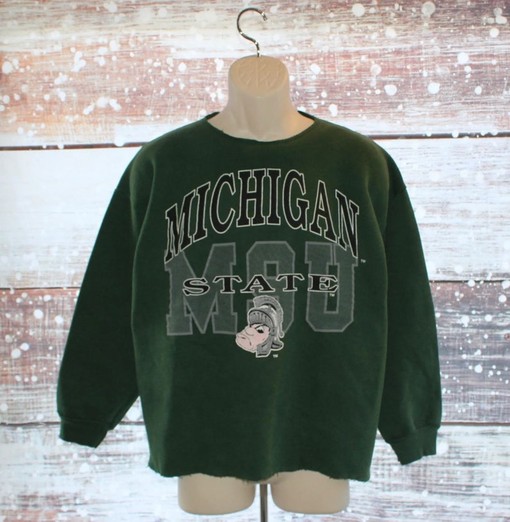 Michigan State Spartans Msu Sweatshirt, Vintage 90's Michigan State University Spartans Hoodie, College Shirts for Women