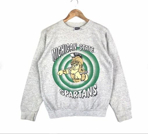 Michigan State Spartans Msu Sweatshirt, Vintage 90's Michigan State University Spartans Hoodie, NCAA Shirts for Men