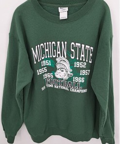Michigan State Spartans Sweatshirt, Vintage 90's Football Six National Champions Shirt for Men's NCAA Shirts Fans