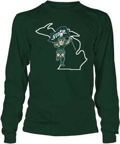 Michigan State Sparty State Outline Design Hoodie for Spartan Fans