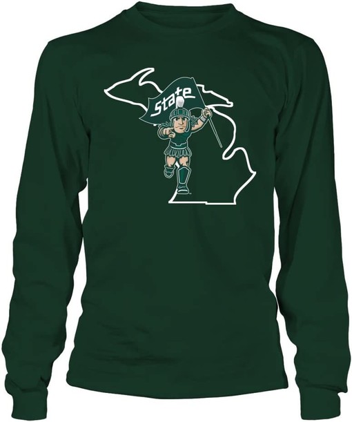 Michigan State Sparty State Outline Design Hoodie for Spartan Fans