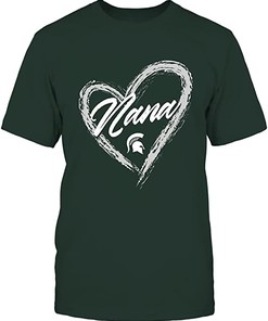 Michigan State Team Logo Heart Shape Nana Gift Shirt for Fans