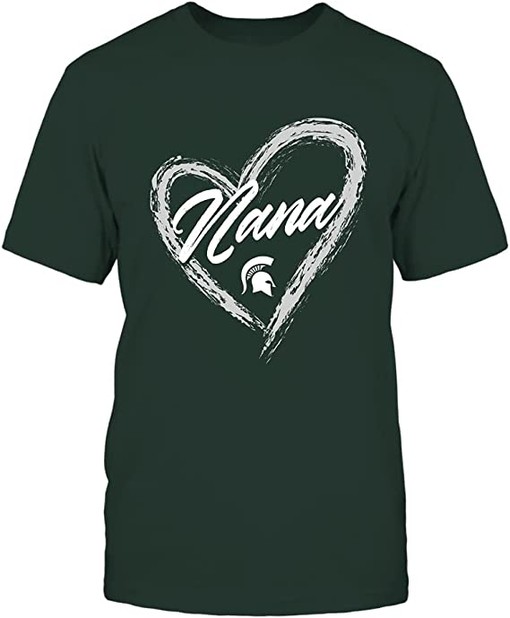 Michigan State Team Logo Heart Shape Nana Gift Shirt for Fans