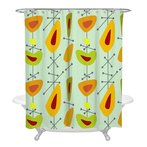 Mid Century Abstract Shower Curtain with Retro Chic Design - Image 3