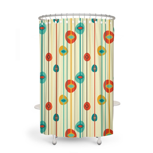 Mid Century Atomic Balls Shower Curtain and/or Bathroom Set with Retro Bathroom Decor for a Nostalgic Touch - Image 2