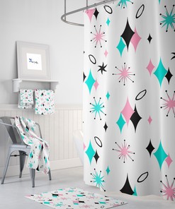 Mid Century Geometric Shower Curtain: Add Style to Your Bathroom