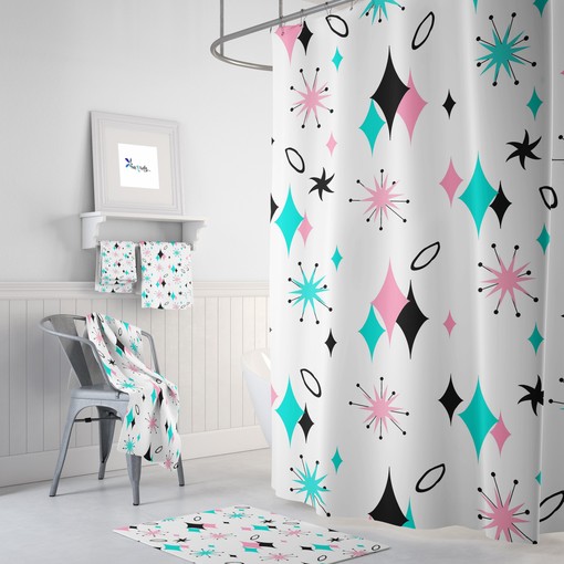 Mid Century Geometric Shower Curtain: Add Style to Your Bathroom