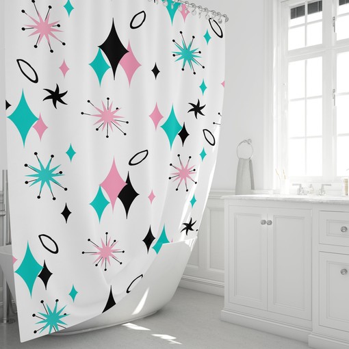 Mid Century Geometric Shower Curtain: Add Style to Your Bathroom - Image 2