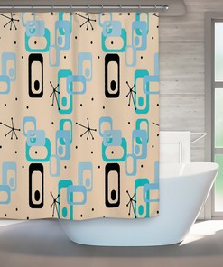 Mid Century Modern Atomic Bath Shower Curtain: Perfect for Your Retro Bathroom