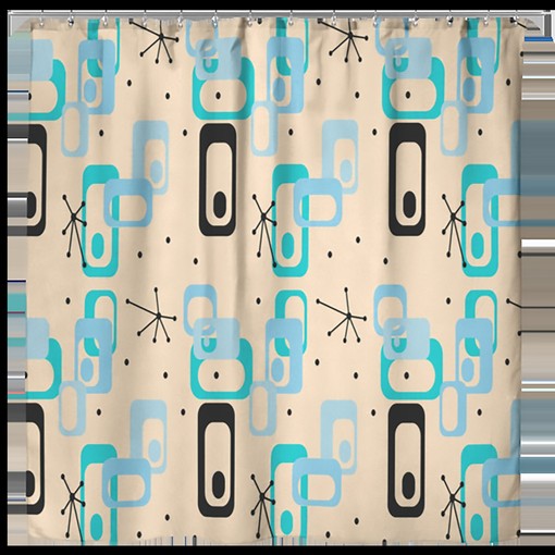 Mid Century Modern Atomic Bath Shower Curtain: Perfect for Your Retro Bathroom - Image 2