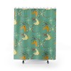 Mid Century Modern Atomic Boomerang Blue Grass Retro Shower Curtain
