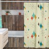 Mid Century Modern Atomic Diamonds Retrowave Bathroom Accessory Shower Curtain for MCM Fans