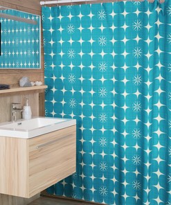 Mid Century Modern Atomic Diamonds Shower Curtain for Retrowave Bathroom Accessory and MCM Fans