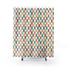 Mid Century Modern Atomic Mustard Yellow/Green/Teal/Brown/White Shower Curtain, Geometric Retro Bath Decor