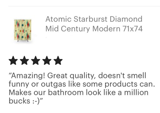 Mid Century Modern Atomic Starburst Diamond Durable Polyester Shower Curtain - Image 2