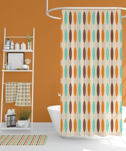 Mid Century Modern Bathroom Set, Shower Curtains & Towels, Retro Accessories