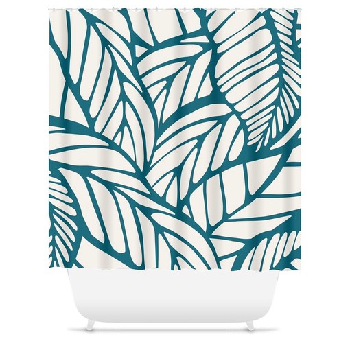 Mid Century Modern Botanical Shower Curtain - Abstract with Foliage and Tropical Design - Image 3