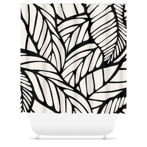 Mid Century Modern Botanical Shower Curtain - Tropical Leaf and Sleek Abstract Design - Image 3