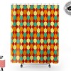 Mid Century Modern Geometric Retro Shower Curtain for Vintage Bathroom Decor