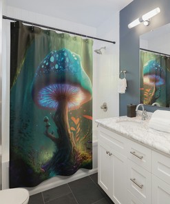 Mid Century Modern Gothic Forest Mushroom Unique Shower Curtain