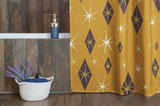 Mid Century Modern Inspired Shower Curtain, Vintage Bathroom Accessory - Image 3