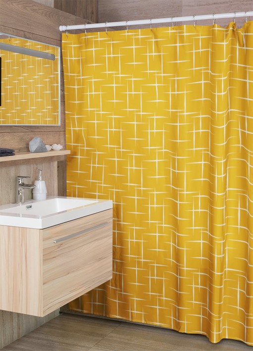 Mid Century Modern Retro Wave Unique Design Shower Curtain for Retro Bathroom Accessories