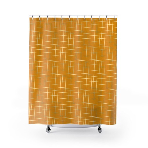 Mid Century Modern Retro Wave Unique Design Shower Curtain for Retro Bathroom Accessories - Image 2