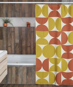 Mid Century Modern Shower Curtain, 60's Unique Bathroom Accessory