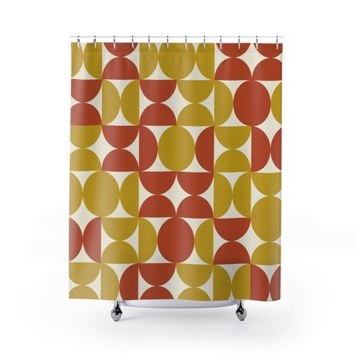 Mid Century Modern Shower Curtain, 60's Unique Bathroom Accessory - Image 2