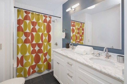 Mid Century Modern Shower Curtain, 60's Unique Bathroom Accessory - Image 3
